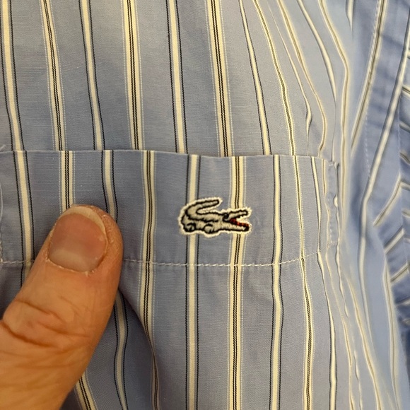 Lacoste Men's Blue Striped Shirt size 39 - Picture 4 of 7